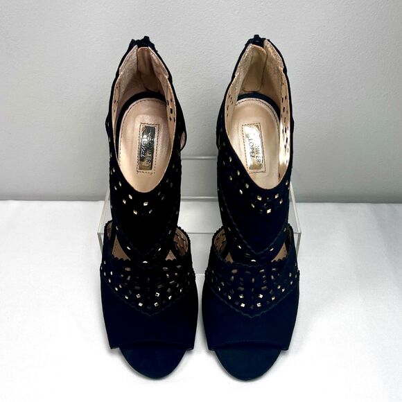 Jennifer Lopez Sweet Gum Black Open Peep-toed Stilletto High Heel Shoes Size 10 - Picture 6 of 10